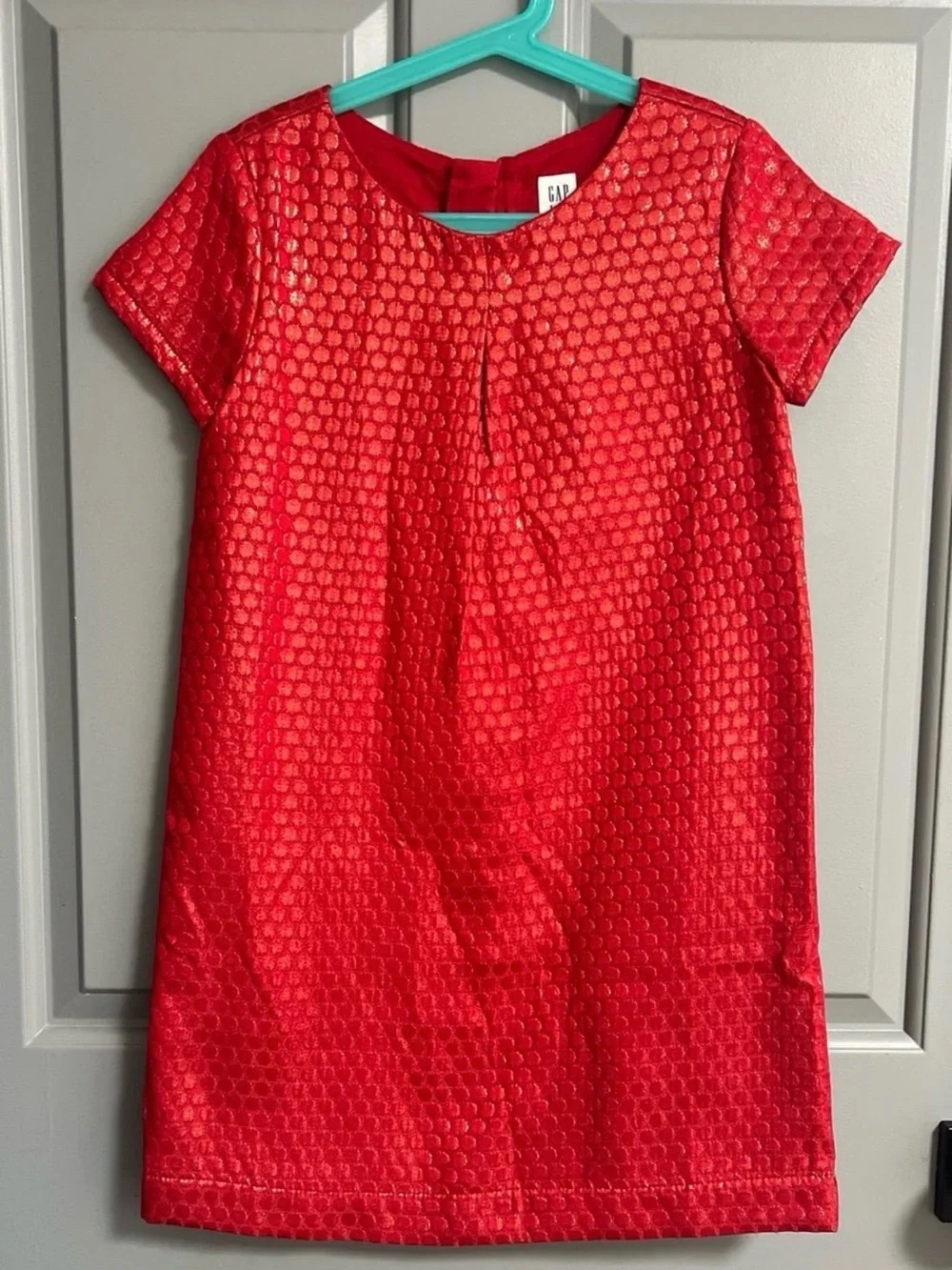 GAP Girls Red Short-Sleeve Textured Party Dress